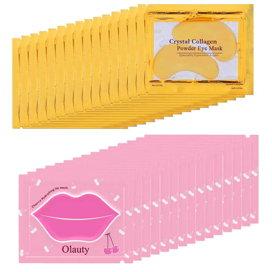 30 Pairs Lip Mask & Under Eye Mask 24K Gold Gel Eye MasksCollagen Moisturizing Lip Masks for Dry LipsEye Patches for Puffy Eyes Effectively Nourishes Lip & Eye Skin Care