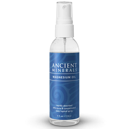 Ancient Minerals Magnesium Oil Spray Bottle of Pure Genuine Zechstein Magnesium Chloride - Topical Magnesium for Skin Application (4fl oz) 4 Fl Oz (Pack of 1)