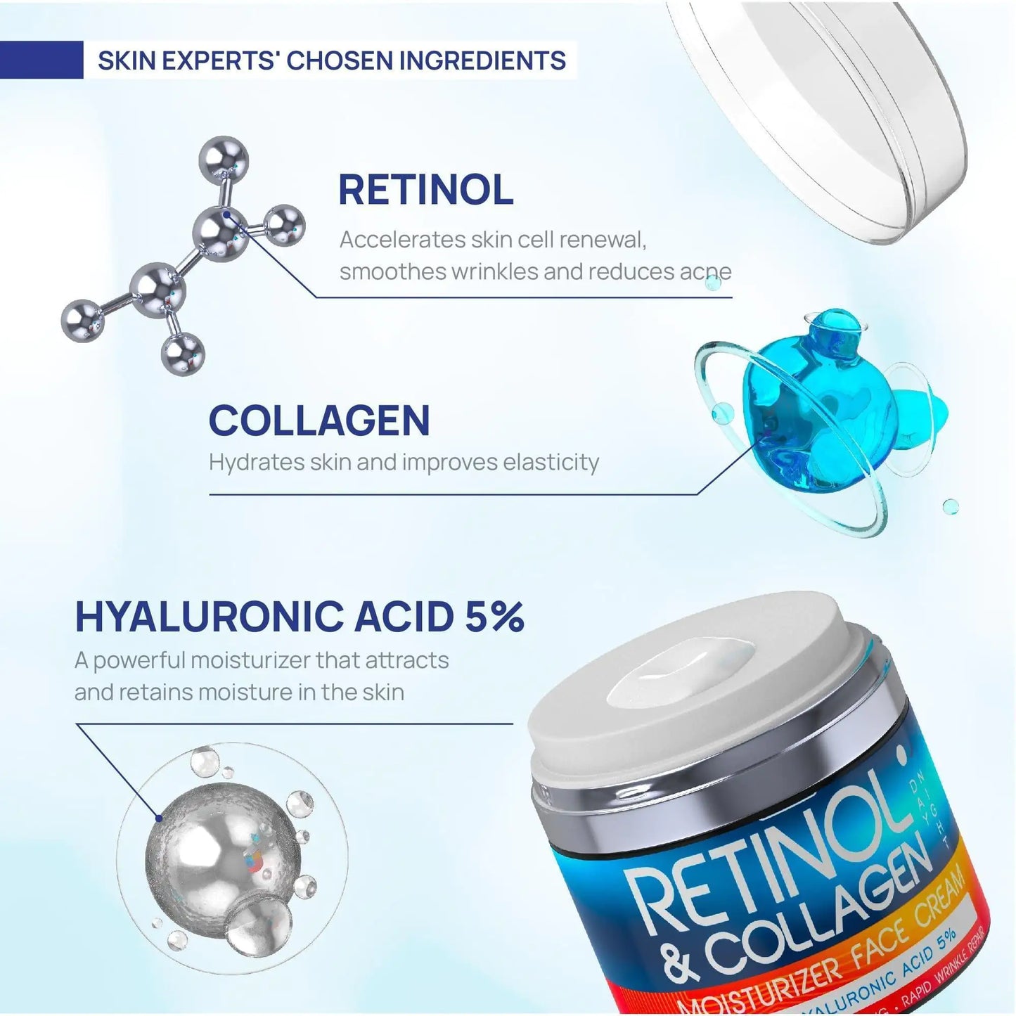 Retinol Cream for Face   Collagen and Retinol Moisturizer with Hyaluronic Acid